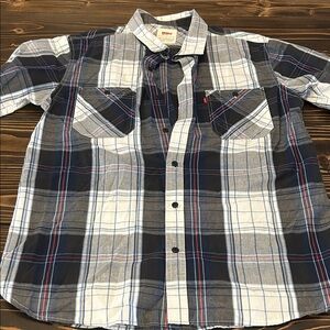 Levi's Navy and White Plaid Casual Shirt